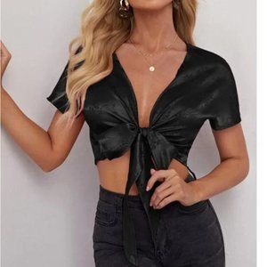 ⭐️ Tie Boho Romantic Hipster Hippie Peasant Classy Street Crop Art Deco Blouse